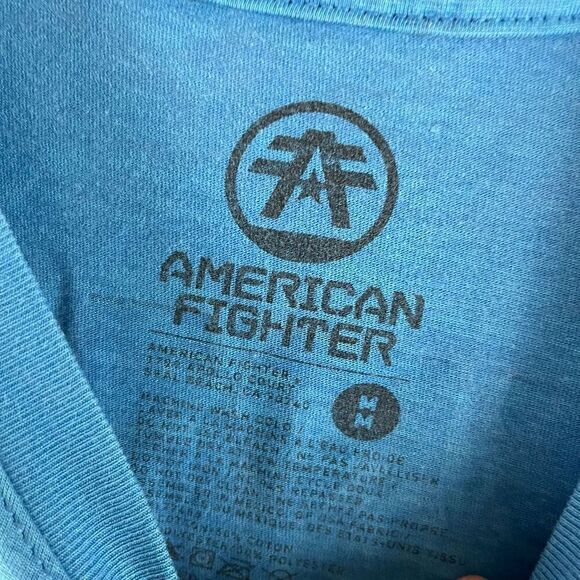 American Fighter Short Sleeve Graphic Tee T-Shirt Blue Orange Size Medium - Picture 3 of 5
